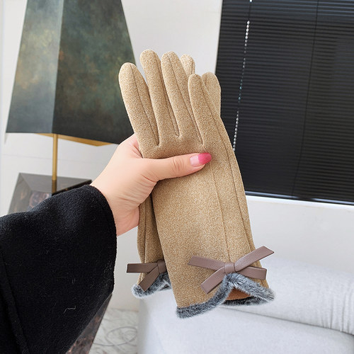 手套冬季女可爱加绒加厚防风寒