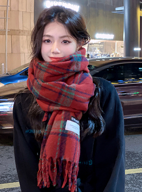 OVANCY高级感新年围巾女冬季2025新款仿羊绒红色披肩女生保暖围脖