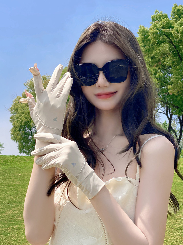 VANCY户防晒手套女夏季防防紫外线外冰丝薄款手套开车骑O行登山滑