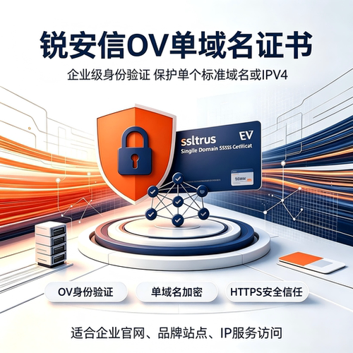 ssltrus锐安信OV单域名SSL证书企业认证标准域名IPV4网站安全加密
