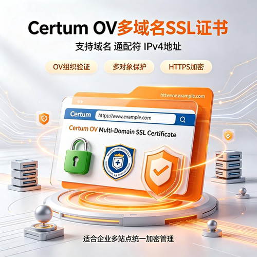 Certum OV多域名SSL证书企业组织认证支持域名通配符IPv4全站加密