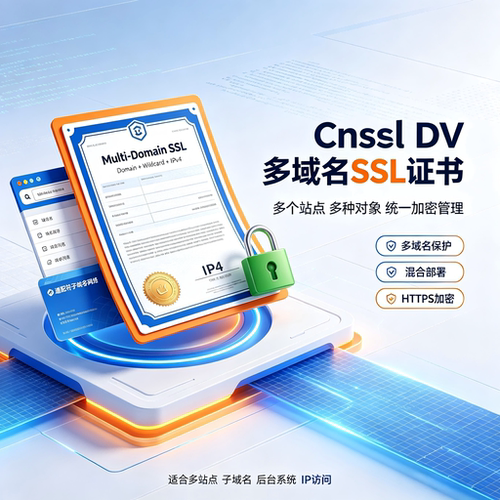 Cnssl DV多域名SSL证书支持域名通配符IPv4混合部署网站HTTPS加密
