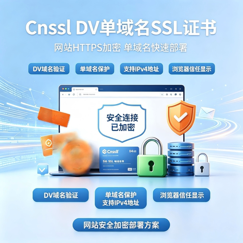 Cnssl DV单域名SSL证书支持IPv4地址网站HTTPS加密安全数字证书