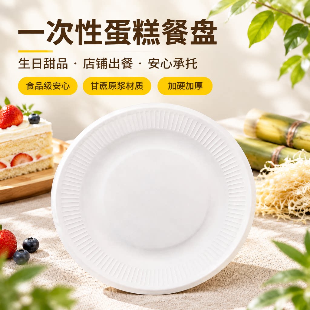 一次性甘蔗原浆食品级环保餐盘