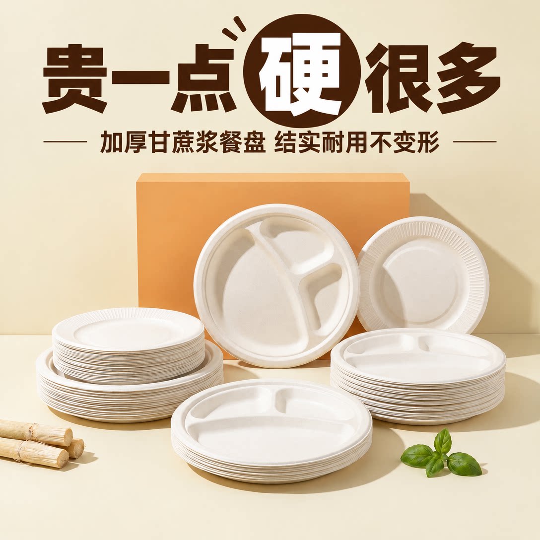 一次性餐盘纸碗食品级烧烤饭碗家用野餐加厚盘子餐盒饭盒支持定制