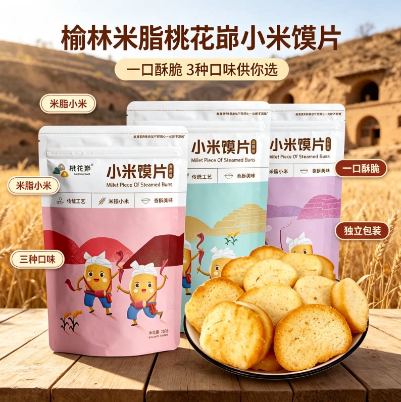 陕西特产米脂桃花峁香酥烤馍片