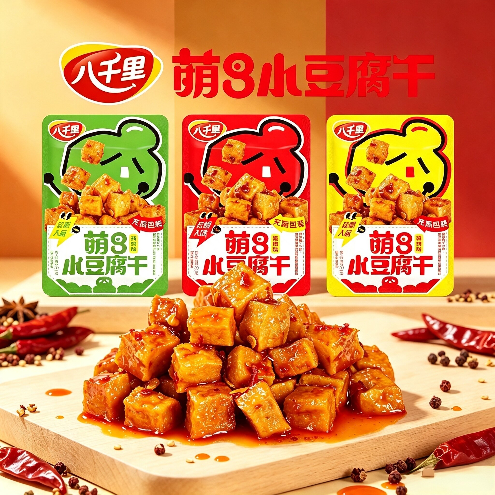 延安甘泉八千里萌8小豆干20g麻辣味孜然味豆腐干陕西特产