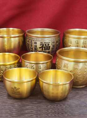 黄铜招财米缸百福铜缸金属工艺品商务礼品中式家居办公室书法摆件