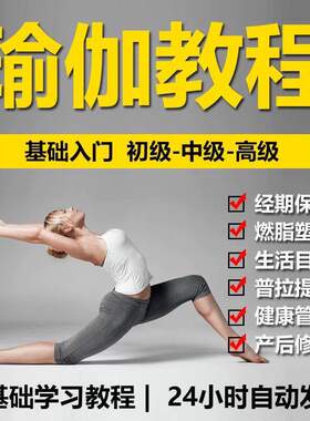瑜伽教程视频零基础初学者孕妇产后恢复全套塑形减肥健身资料