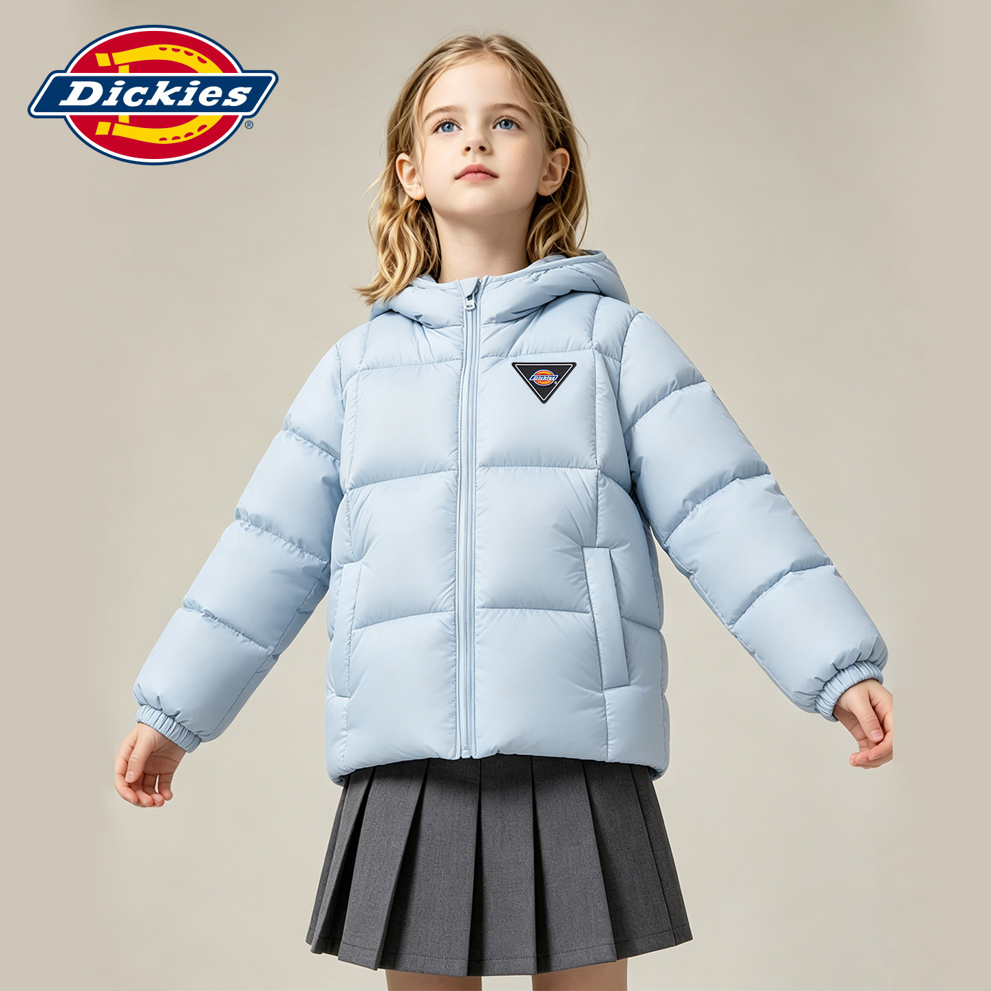 Dickies 童装加厚蓄热羽绒服男女童冬款2026新款连帽保暖泡芙外套