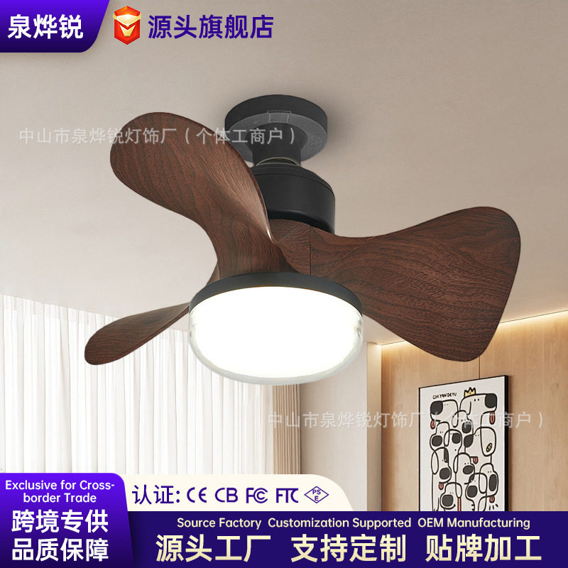 E27螺口风扇灯跨境外贸LED吸顶卧室客厅书房走廊过道大带灯吊扇图片