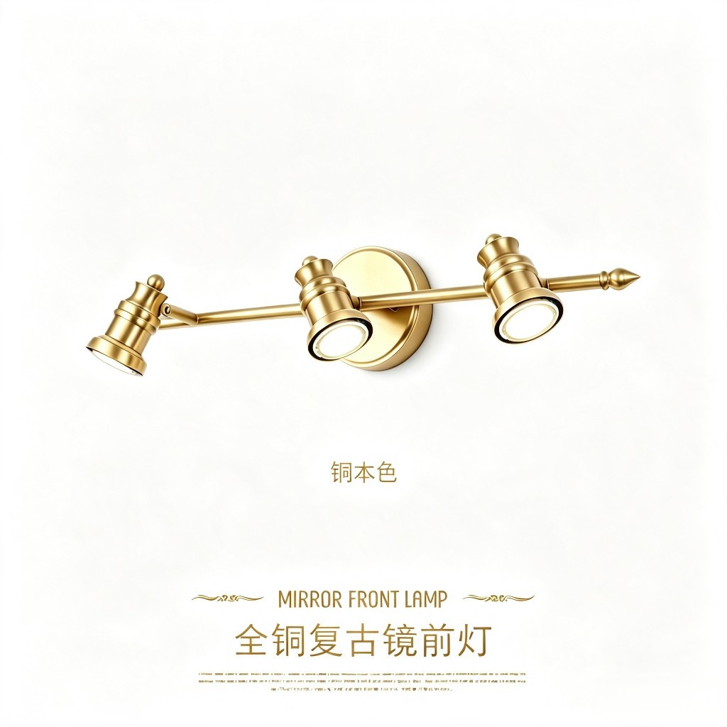 跨境供货全铜美式复古简约镜前灯卫生间镜灯法式镜柜洗手间浴室灯图片