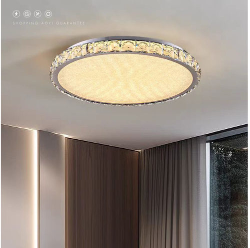 卧室水晶吸顶灯高档客厅圆形LED灯具美式轻奢餐厅书房吸顶灯跨境