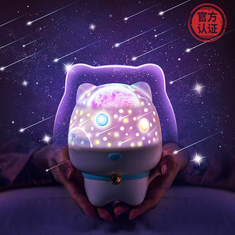 新款萌宠投影灯星光蓝牙音箱小夜灯led氛围灯旋转浪漫星空投影灯图片