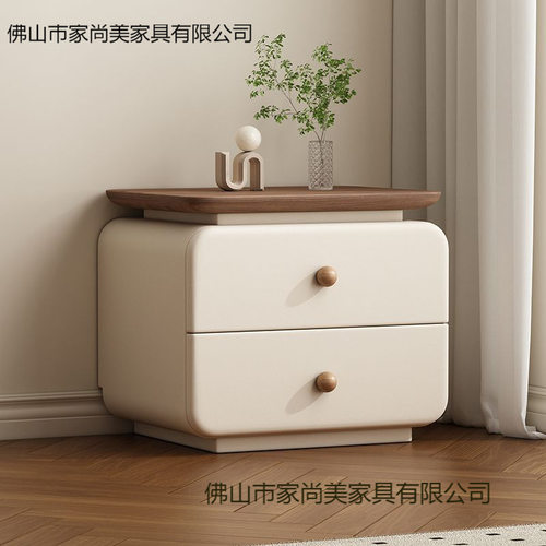 中古奶油风床头柜小型床边柜免安装简约家用现代新款卧室皮质收纳