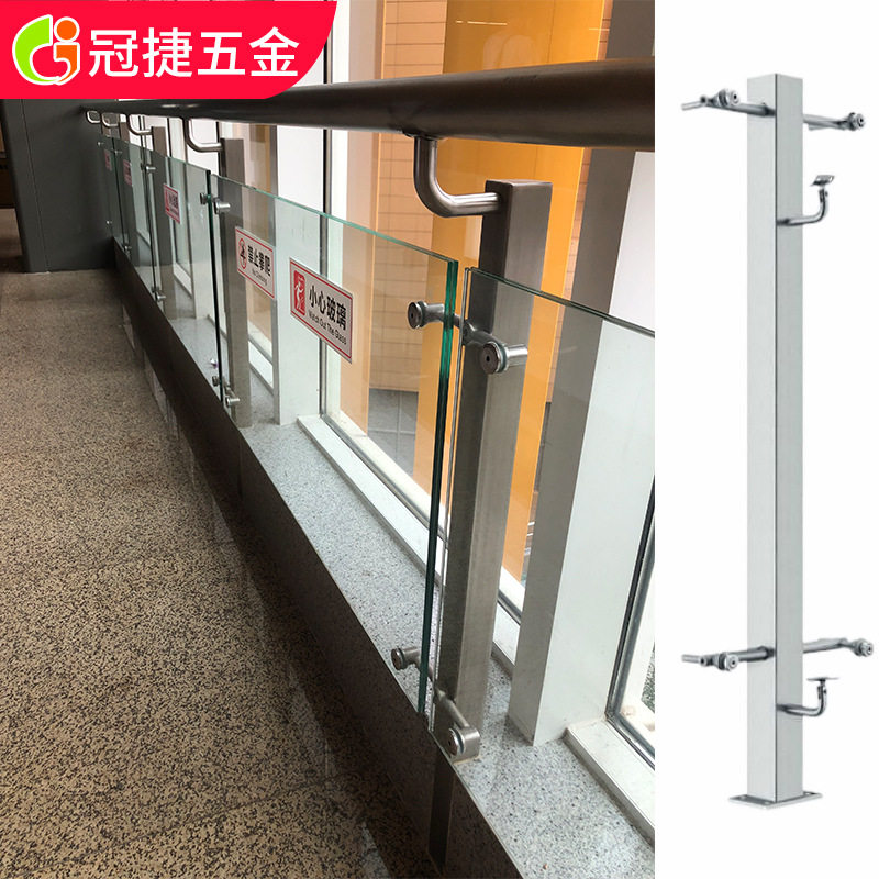 不锈钢玻璃栏杆工程立柱小区楼梯扶手围栏隔离带阳台玻璃栏杆立柱图片