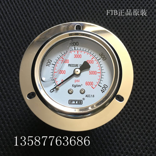 FTB.台湾橡胶机硫化机耐震压力表0-400Kg/cm泡沫成型机表0-400bar