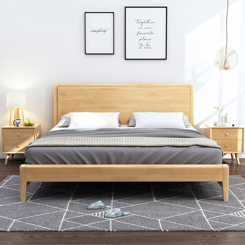 北欧实木床1米8简约现代床架双人床婚床木质民宿卧室1.5m单人床图片