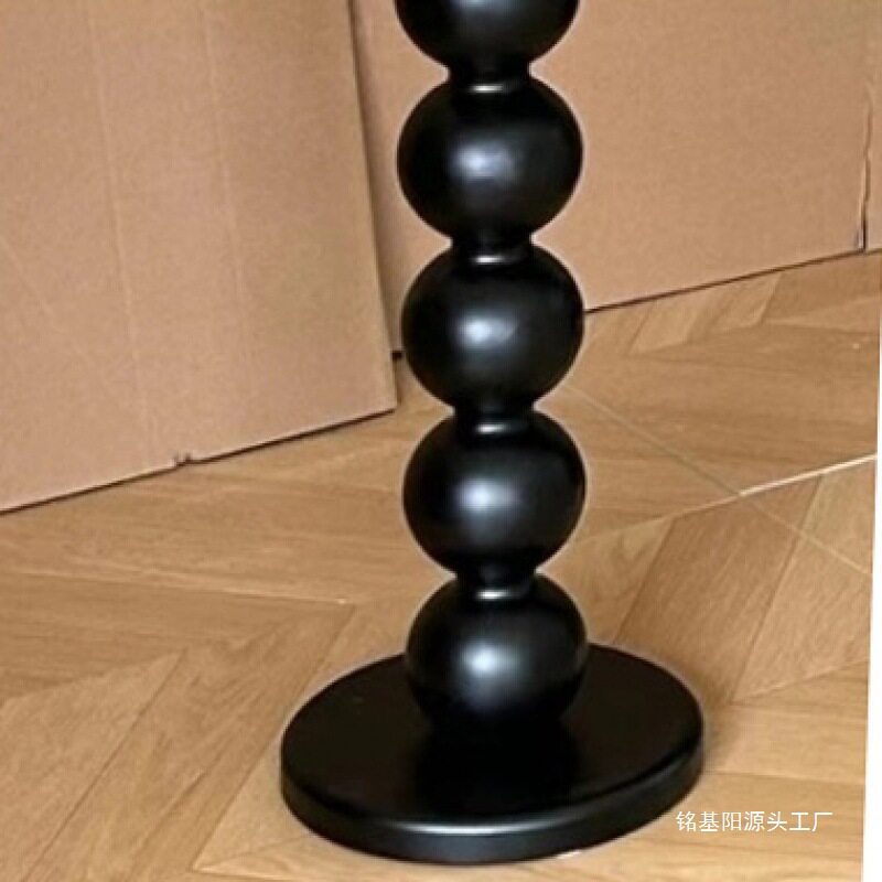 #法式家具木腿复古实木半岛台餐桌腿奶油风吧台支撑腿半圆靠墙桌图片