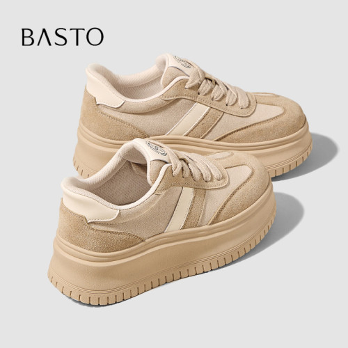 BASTO/百思图小个子增高休闲板鞋