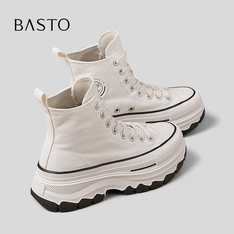 BASTO/百思图高帮百搭休闲帆布鞋图片