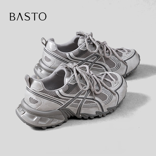 BASTO/百思图撞色网面透气老爹鞋