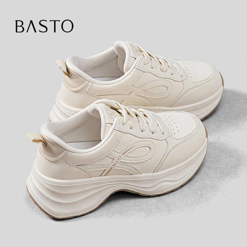 BASTO/百思图厚底老爹鞋女2026潮流百搭小白鞋显脚小休闲运动鞋秋