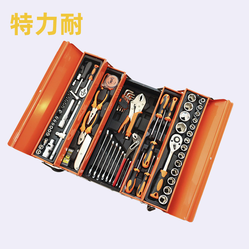 厂家销售 85件套铁皮工具套装手拎式五金组套工具箱棘轮扳手组套