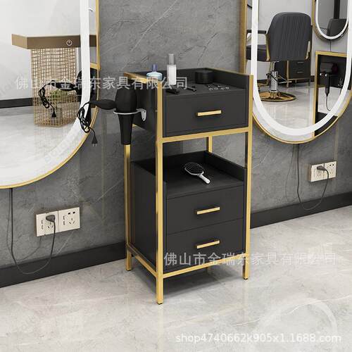 黑色发廊推车理发店收纳置物架储物推车美发工具柜salon trolly