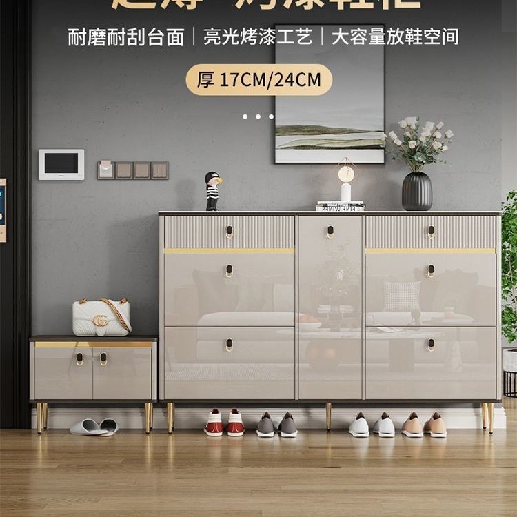 轻奢入户窄超薄鞋柜家用门口2025新款爆款翻斗式玄关柜子超窄图片
