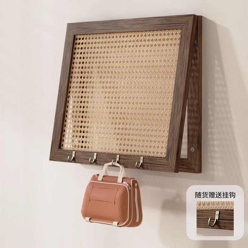 实木中古风电表箱遮挡装饰画盖板弱电箱遮丑带挂钩新中式电箱改造图片
