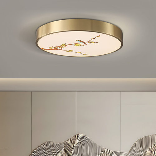 新中式led灯吸顶灯卧室灯圆形新款主卧房间书房餐厅阳台过道灯具