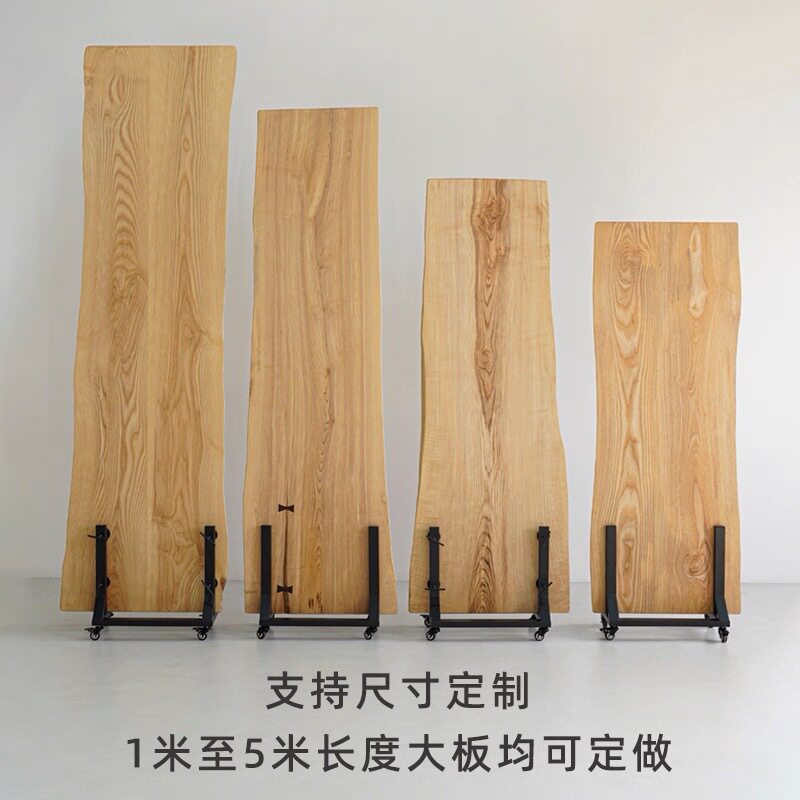 厂家直供白蜡木大板桌面整板原木餐桌面拼板茶台纯实木自然边岛台图片