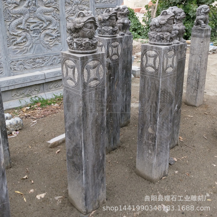现货 青石仿古拴马桩 石雕金蟾拴马石柱 做旧石雕动物栓马桩图片