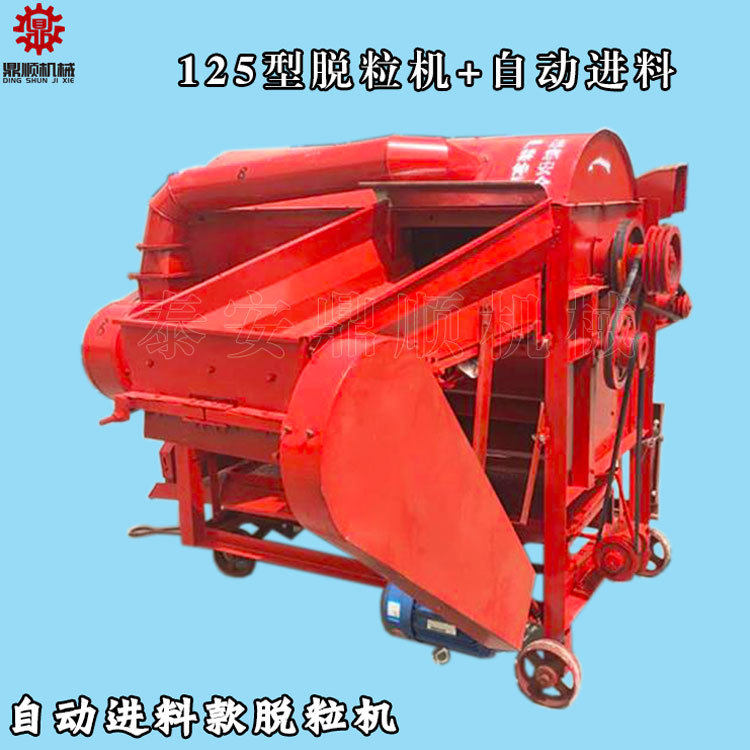 125型脱粒机家用三相电高粱青麦仁谷子小麦水稻打粒机柴油机款图片