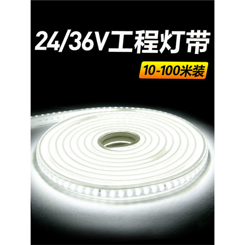 TRIAC24v36v低压防水灯带led户外白光超亮工地隧道地下室工程照明
