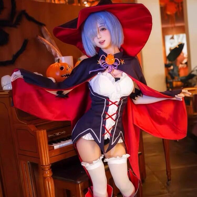 蕾姆万圣节小恶魔cos服从图片