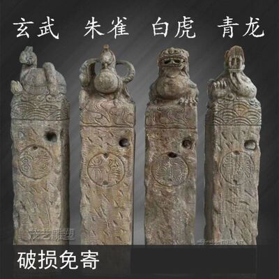 石雕拴马桩仿古做旧四大神兽拴马石柱子狮子柱基酒店庭院装饰摆件