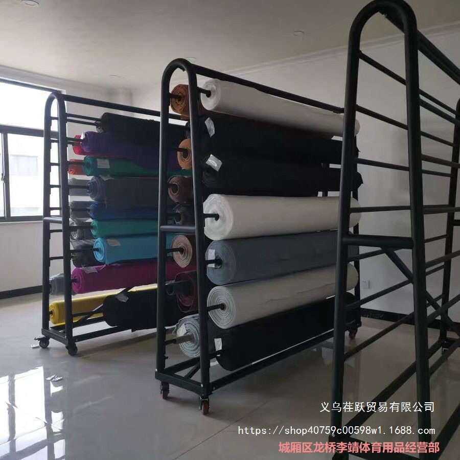 黑色纺织面料展示架中岛架A型架面料色卡移动样布架桌布架皮革架图片