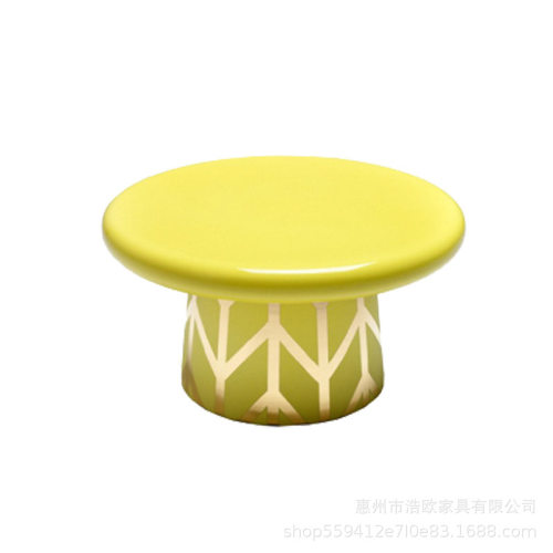 奥利兰 设计师彩绘蘑菇茶几沙发边几台面电镀大号蘑菇边几