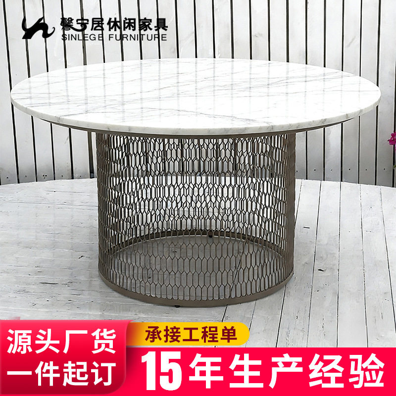 馨宁居户外柚木圆桌庭院露台休闲创意铝网桌椅酒吧西餐厅实木餐台图片