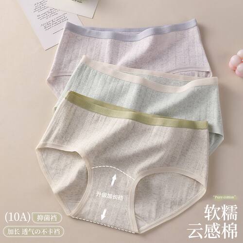 女士内裤全棉抗菌档中腰三角短裤
