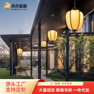 新中式吊灯庭院走廊装饰照明灯接电款复古风led灯饭店酒楼氛围灯