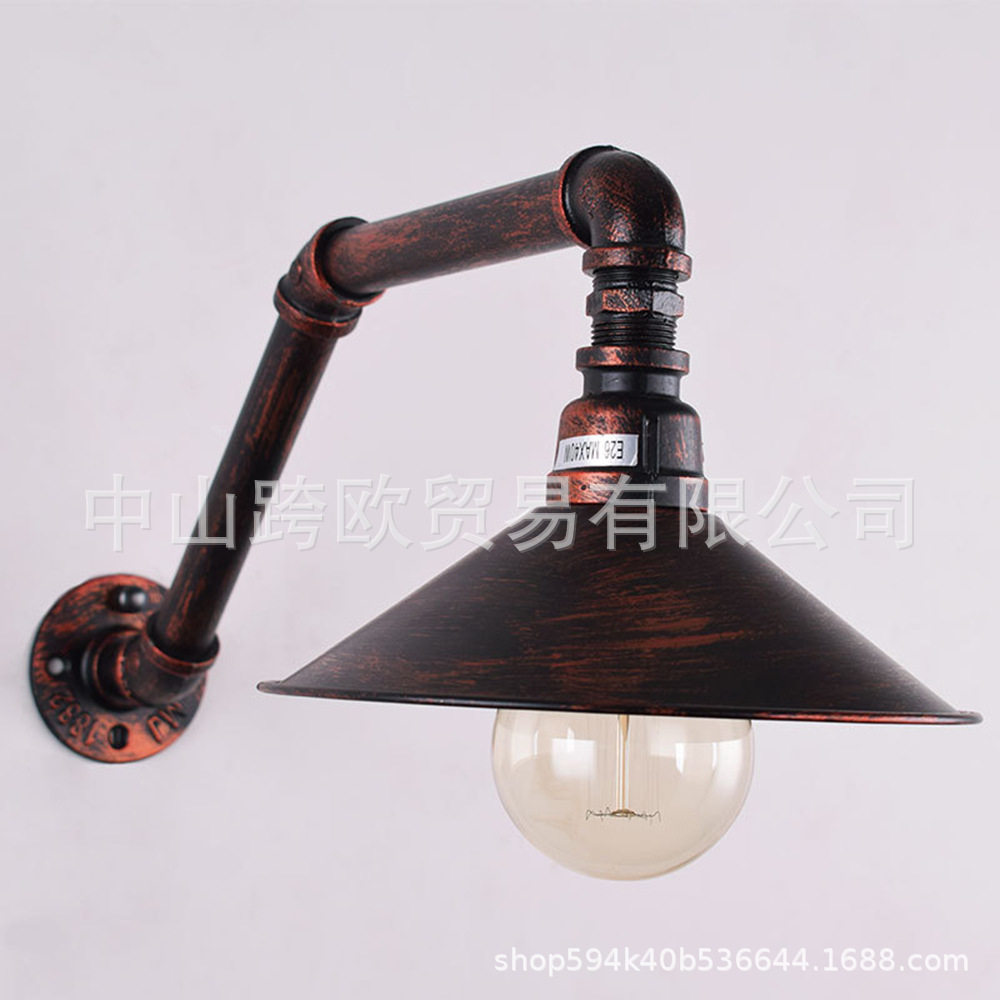 复古壁灯 卧室床头灯创意个性水管过道餐厅loft铁艺新中式壁灯具