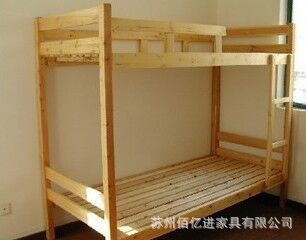 直供加工学生上下铺松木架子床 批发厂家学校员工宿舍松木架子床图片
