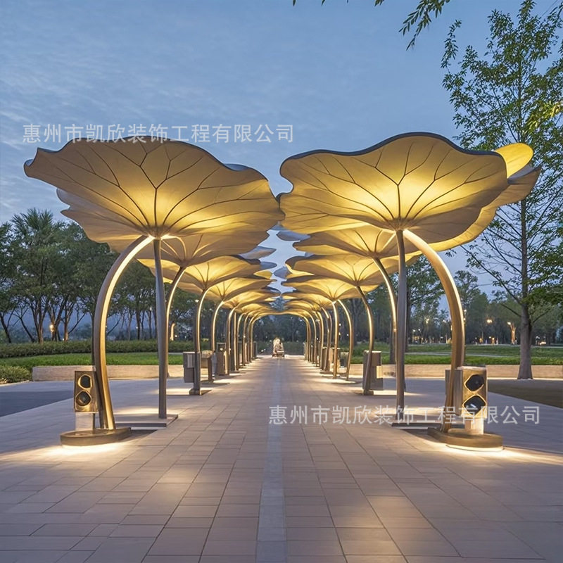 玻璃钢凉亭廊架古风古建长廊户外大型园林景观学校创意廊架雕塑