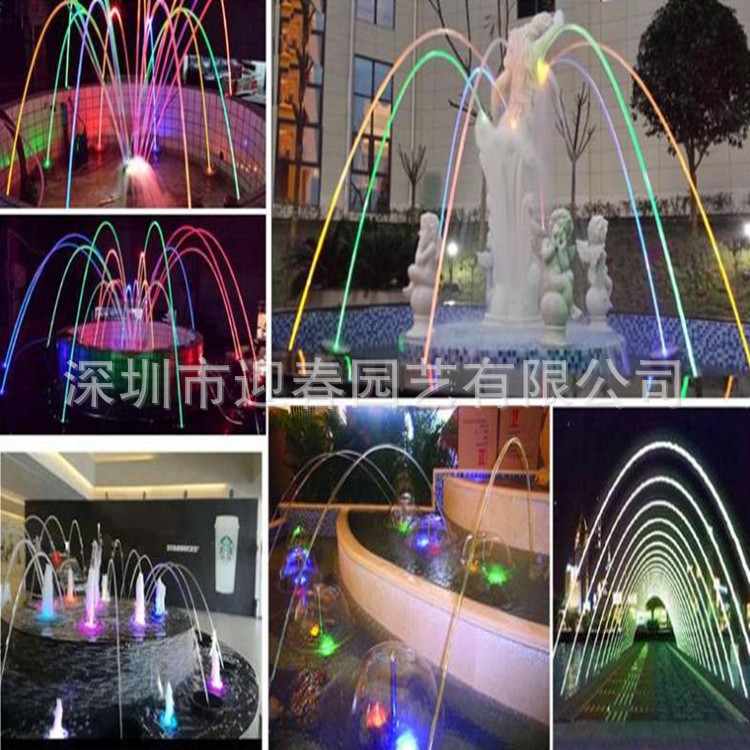 大型波光泉光亮喷泉互动跳泉云浮市设计安装施工公司不锈钢喷头图片
