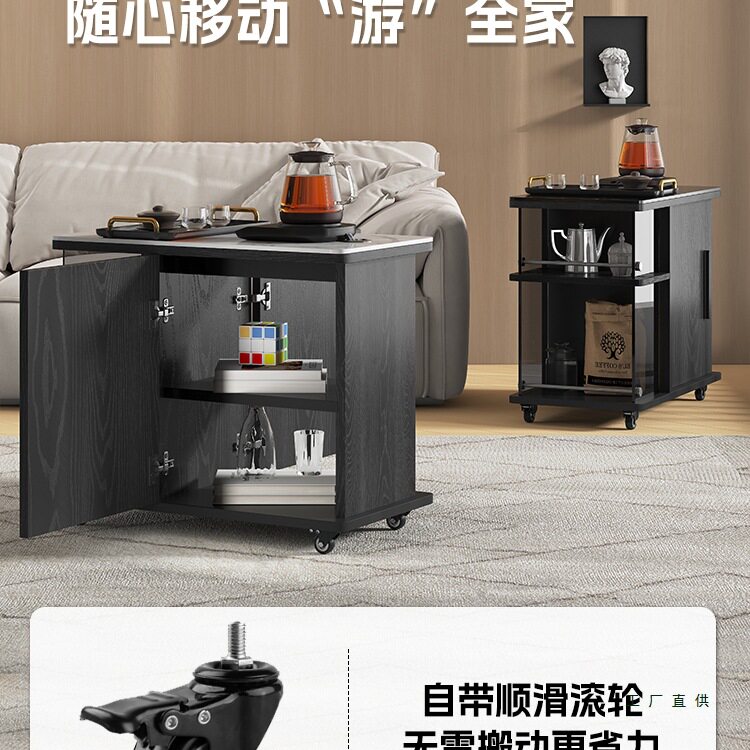 移动茶台多功能茶桌边几小柜子储物柜客厅实木茶水柜休闲沙发边柜