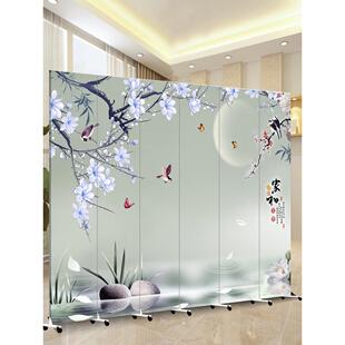 铁艺底座完全折叠收纳木质屏风隔断客厅酒店餐厅展厅遮挡活动背景
