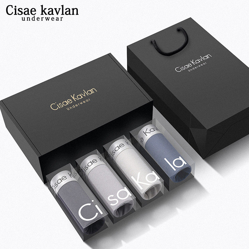 CISAE KAVLAN礼盒装男士内裤男抗菌透气平角短裤男生新款四角裤头